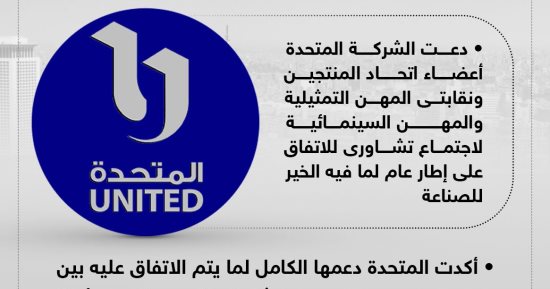 تفاصيل اجتماع "المتحدة" باتحاد المنتجين والمهن التمثيلية (إنفوجراف)