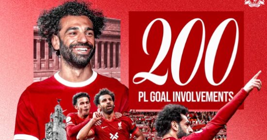 ليفربول يحتفل بمساهمة محمد صلاح بأكثر من 200 هدف فى الدورى الإنجليزى