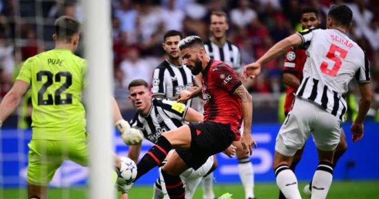 ميلان يتعادل مع نيوكاسل سلبيا فى دوري أبطال أوروبا