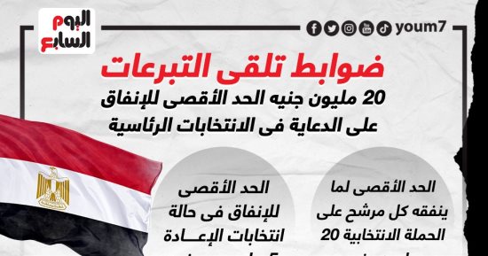 20 مليون جنيه الحد الأقصى للإنفاق على الدعاية بالانتخابات الرئاسية.. إنفوجراف