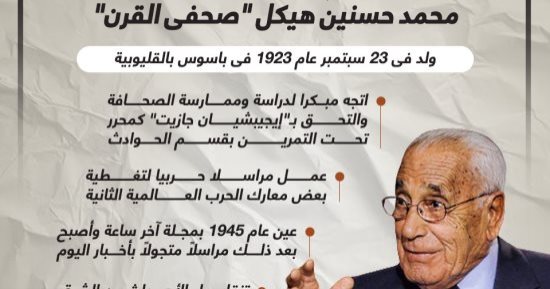 100 عام على ميلاد الأستاذ.. محمد حسنين هيكل "صحفى القرن" (إنفوجراف)