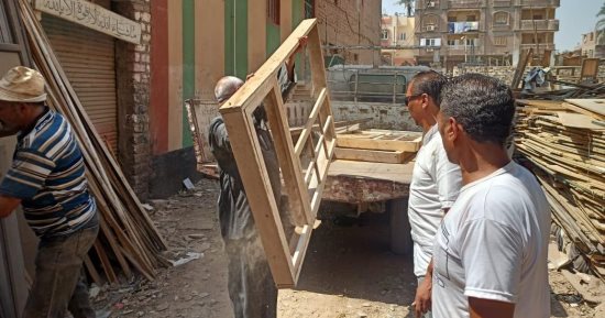 الجيزة: رفع إشغالات وتعديات مخزن ومغلق أخشاب بالبدرشين