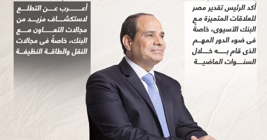 الرئيس السيسى يناقش مع رئيس البنك الآسيوى جهود إصلاح منظومة التمويل الدولية (إنفوجراف)