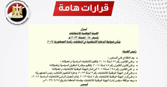 الهيئة الوطنية للانتخابات تنشر ضوابط الدعاية الانتخابية لرئاسة الجمهورية