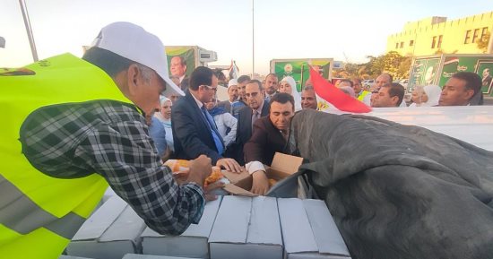 محافظ شمال سيناء يستقبل قافلة غذائية مقدمة من "الزراعة" لأبناء المحافظة