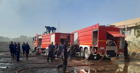 إخماد حريق حشائش ومخلفات نباتية بقطعة أرض خلف مصنع النسيج فى بنى سويف