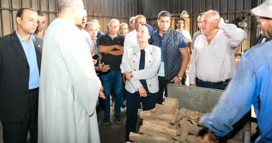 وزيرة البيئة تتفقد أحد مكامير الفحم المطورة بمنيا القمح وتستمع لشكاوى أصحابها