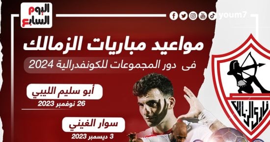 مواعيد مباريات الزمالك بدورى مجموعات كأس الكونفيدرالية.. إنفو جراف