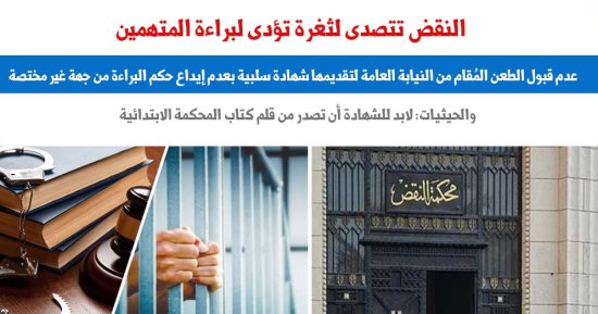 النقض تتصدى لثغرة فى الطعون تؤدى لبراءة المتهمين بالقضايا.. نقلا عن برلمانى