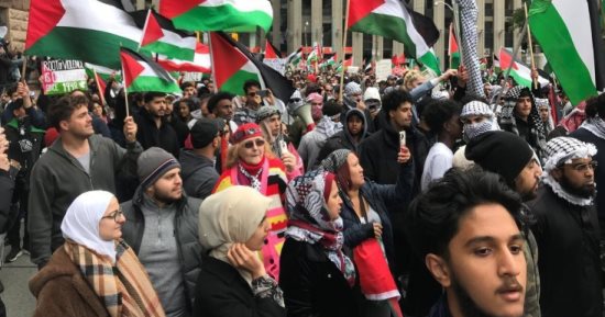 مظاهرة مؤيدة لفلسطين في قلب مكتب نائبة رئيس وزراء كندا.. فيديو