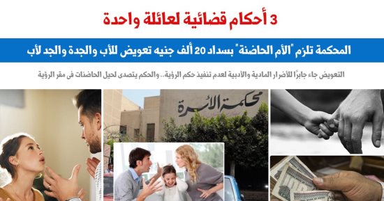 3 أحكام قضائية لعائلة واحدة بإلزام الحاضنة بتعويض الأب والجدة عن تنفيذ أحكام الرؤية.. برلمانى