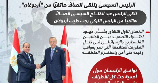 الرئيس السيسي يتلقى اتصالًا هاتفيًا من "أردوغان" بشأن القضية الفلسطينية