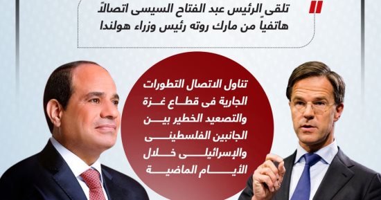 الرئيس السيسى يبحث مع رئيس وزراء هولندا التطورات الجارية فى غزة.. إنفوجراف