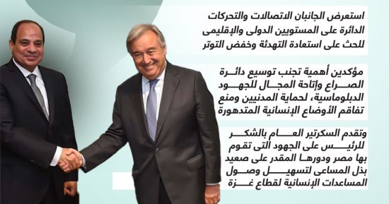سكرتير عام الأمم المتحدة يشكر الرئيس السيسى على تسهيل وصول المساعدات إلى غزة.. إنفوجراف