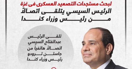 الرئيس السيسي يتلقى اتصالا من رئيس وزراء كندا حول التصعيد العسكرى بغزة.. إنفوجراف