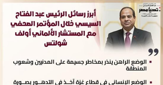 الحملة الرسمية تبرز رسائل الرئيس السيسى خلال المؤتمر الصحفى مع شولتس