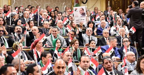 نائب يرفع صورة الرئيس السيسى خلال الجلسة الطارئة لمجلس النواب