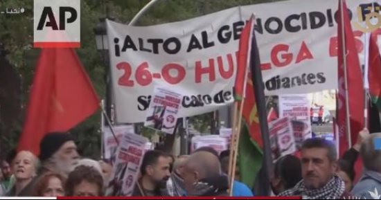 مظاهرات حاشدة في إسبانيا دعما للشعب الفلسطيني