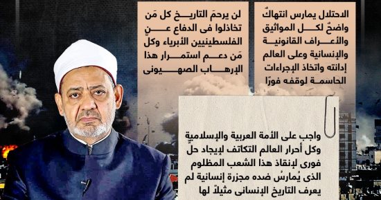 "ما يمارسه الاحتلال إرهاب أعمى".. تعليق شيخ الأزهر على الوضع فى غزة (إنفوجراف)