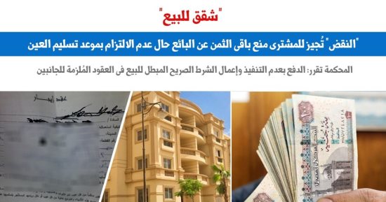 النقض تجيز الامتناع عن دفع باقى الثمن حال عدم الالتزام بموعد التسليم.. برلمانى