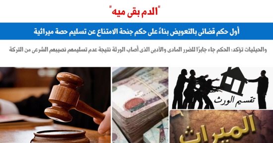 أول حكم قضائى بالتعويض بناء على حكم جنحة الامتناع عن تسليم الميراث.. برلمانى