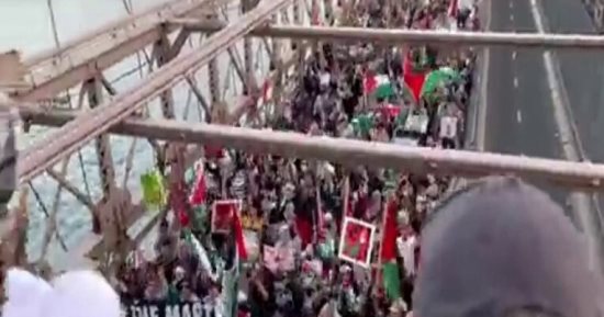 إغلاق جسر بروكلين بنيويورك فى وجه مظاهرة مؤيدة للفلسطينيين 