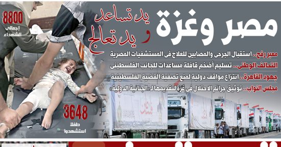 مصر وغزة.. يد تساعد ويد تعالج.. غدا فى اليوم السابع