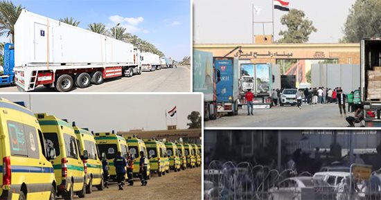 تنفيذا لتوجيهات الرئيس السيسي بتقديم الدعم الفوري.. جهود مكثفة للتحالف الوطني وحياة كريمة بإرسال المساعدات لقطاع غزة.. 337 شاحنة بحمولة 6740 طنا شملت مواد غذائية وطبية وإغاثية.. ومشاركة 32 كيانا و6700 متطوع