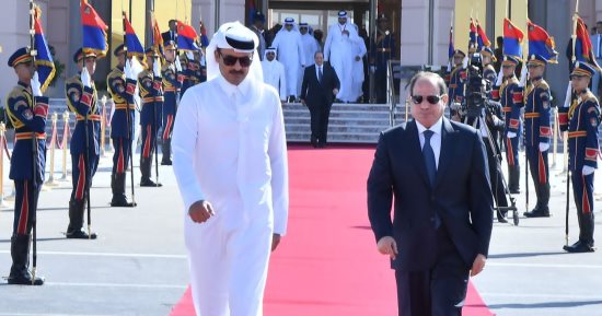 الرئيس السيسى وأمير قطر يؤكدان رفض محاولات التهجير القسرى.. فيديو