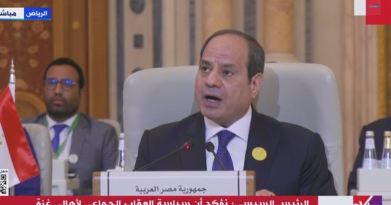 قمة الرياض.. الرئيس السيسى يدعو المجتمع الدولى لتحقيق 6 مطالب دون إبطاء: الوقف الفورى والمستدام لإطلاق النار فى غزة بلا قيد أو شرط.. إجراء تحقيق دولى لانتهاكات إسرائيل..ويحذر من توسع المواجهات العسكرية بالمنطقة