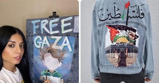 "سارة" تتضامن مع فلسطين بلوحات على الملابس: فن يدوى للتعبير عن الألم