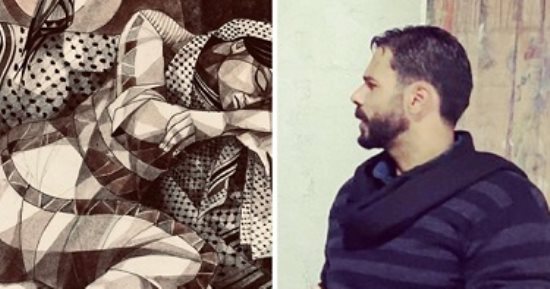 "وديع" يوثق تاريخ وألم وصمود الشعب الفلسطينى بلوحاته من داخل مخيم العروب