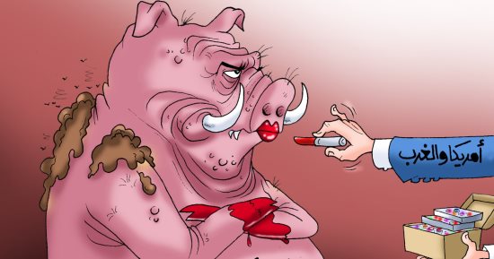 دماء شهداء غزة وصمة عار على جبين إسرائيل فى كاريكاتير اليوم السابع