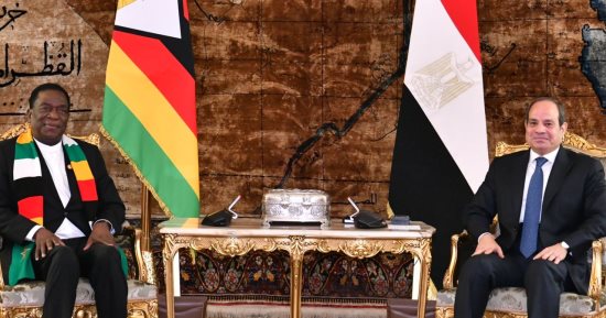 الرئيس السيسى ونظيره الزيمبابوى يتفقان على تطوير التعاون بمجال الزراعة ومشروعات التصنيع الزراعى.. منانجاجوا يشيد بما لمسه خلال زيارته لمصر من نهضة تنموية في فترة زمنية قصيرة وتطلع بلاده للاستفادة من خبرات مصر