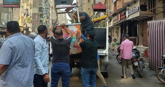 الجيزة: رفع تعديات لمحال ومنشآت تجارية بالطوابق والمنشية وفيصل