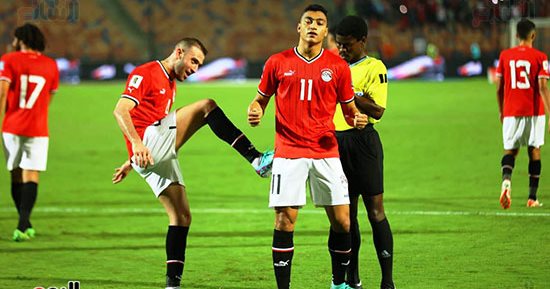 مصطفى محمد يسجل الهدف الخامس للفراعنة بمرمى جيبوتى