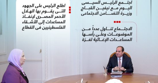 الرئيس السيسى يطلع على جهود الهلال الأحمر لإنفاذ المساعدات إلى غزة.. إنفوجراف