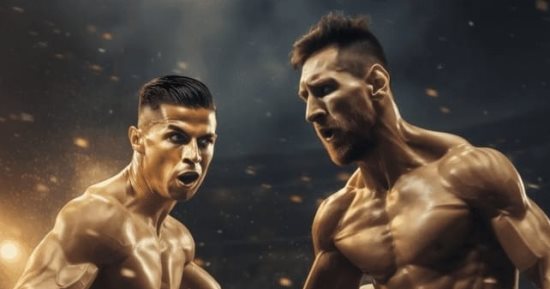 نزال ملاكمة عنيف بين ميسي وكريستيانو رونالدو بالذكاء الاصطناعي