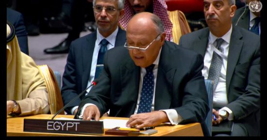 رسائل قوية لوزير الخارجية بمجلس الأمن: التدمير فى غزة وصل إلى حد غير مسبوق.. نحذر من تأثير تهجير الفلسطينيين على السلم فى المنطقة.. سنواصل جهودنا لإطالة أمد الهدنة.. والقطاع يشهد انتهاكات واسعة للقانون الدولى