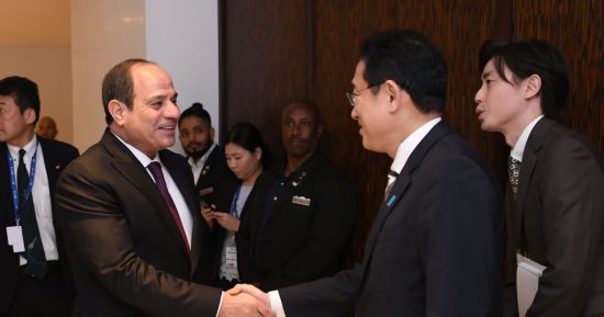 الرئيس السيسى ورئيس وزراء اليابان يعقدان جلسة مباحثات موسعة فى دبى.. ويعبران عن الأسف الشديد لاستئناف القتال وسقوط المزيد من الضحايا المدنيين فى غزة.. ويشددان  على رفض التهجير القسري للفلسطينيين بأى شكل أو صورة