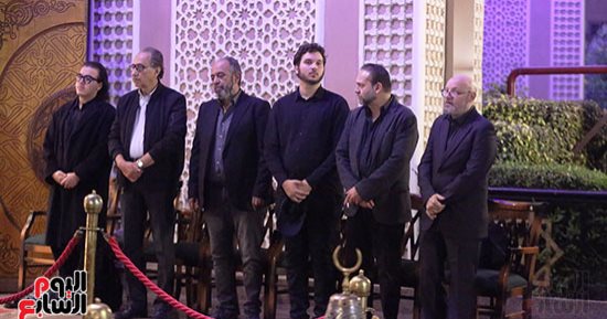 حسن الرداد وكاملة أبو ذكري وعلي الحجار  في عزاء الراحل أشرف عبد الغفور 