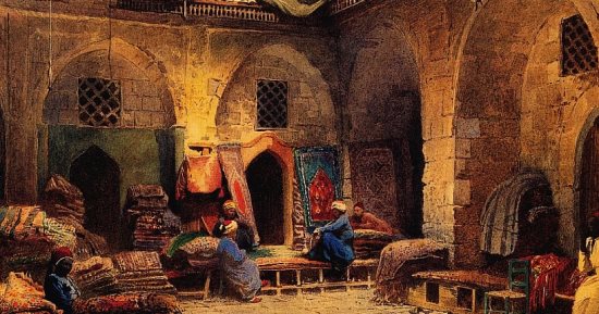 شاهد لوحة "محل السجاد فى القاهرة" للفنان الروسى ماكوفسكى