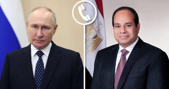 الرئيس السيسى يتلقى اتصالا من نظيره الروسى فلاديمير بوتين لمناقشة الوضع المتأزم سياسيًا وإنسانيًا فى فلسطين.. الزعيمان يتوافقان على مواصلة التحرك لوقف إطلاق النار فى غزة وإدخال أكبر قدر من المساعدات الإنسانية