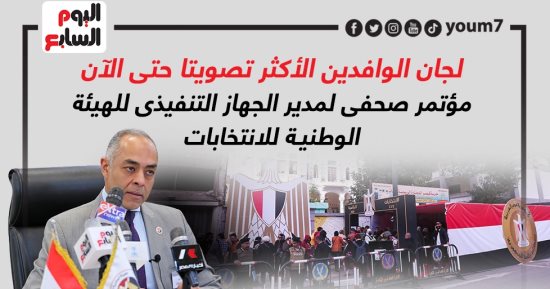 الوافدون الأكثر تصويتا.. مؤتمر لمدير الجهاز التنفيذى للهيئة الوطنية للانتخابات (إنفوجراف)