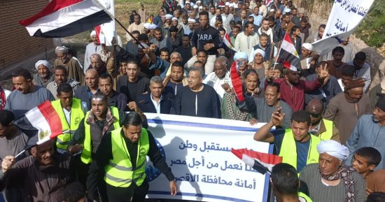 مسيرة بأعلام مصر تجوب لجان منشأة العمارى شمال الأقصر.. صور
