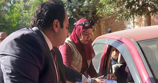 ملحمة إنسانية.. قاض يساعد مسنة فى الإدلاء بصوتها داخل سيارتها بمنشأة البكارى