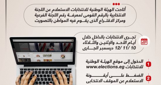 خطوة بخطوة.. استعلم عن لجنتك الانتخابية بالرقم القومى (إنفوجراف)