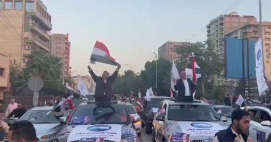 مسيرات بالسيارات بالشرقية احتفالا بفوز الرئيس السيسى