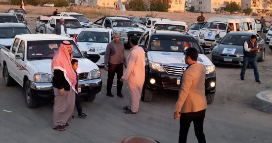 مسيرة بالسيارات فى طور سيناء احتفالا بفوز الرئيس السيسى بانتخابات الرئاسة 