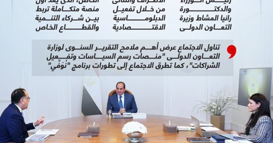 الرئيس السيسى يوجه بمواصلة تطوير أطر التعاون الدولى فى المشروعات التنموية (إنفوجراف)